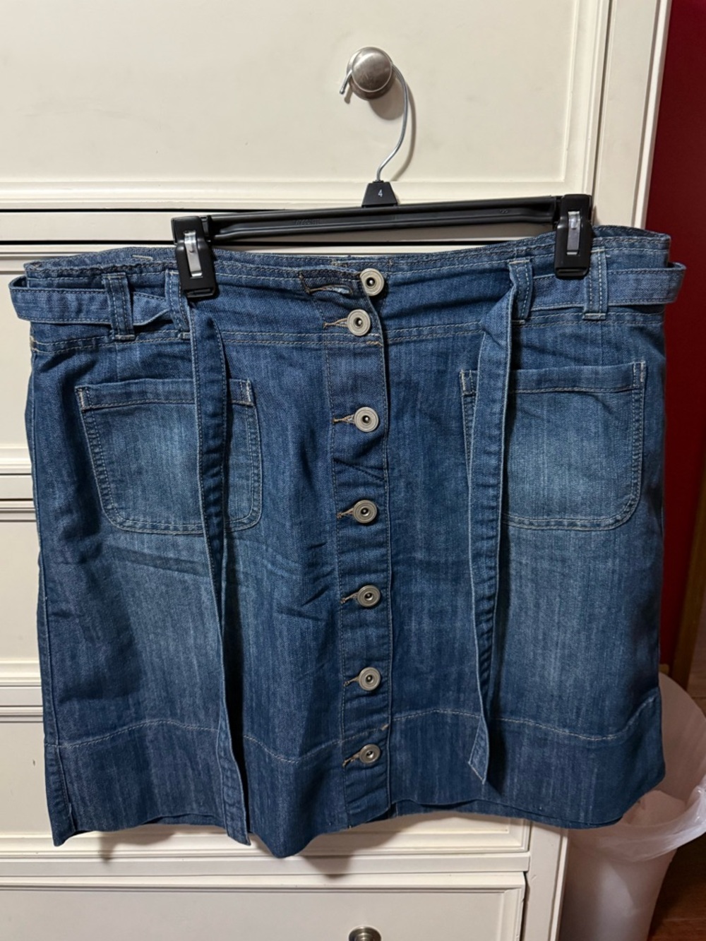 Baccini Blue Button-Front Denim Skirt